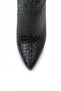 Women's Snakeskin Textured Heeled Boots 8.5 cm Thick Heel, Pointed Toe and Stylish Design with Gold Detail - 7