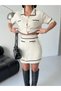 Short Sleeve Polo Collar Pocket Detailed Knitwear Bottom Top Set - 2