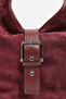 Suede Shoulder Bag with Belt Buckle - 5