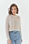 Women's Crew Neck Knit Detail Crop Knitwear Sweater - 5