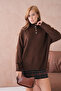 Women's Mock Neck Button Detail Oversized Knitwear Sweater - 2