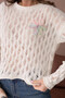 Women's Crew Neck Knit Detail Knitwear Sweater - 2