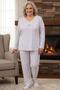 Women's Long-Sleeved, Long-Bottom, Cotton Pajama Set with a Patterned Biye Collar