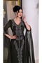 V-Neck Embroidered Cape Sleeve A-Line Evening Gown - 3