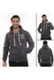 Men's Smoked Standard Fit Regular Cut Full Zippered Hooded Cotton Sweatshirt with Fleece Inside - 8