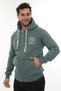Men's Petrol Standard Fit Regular Cut Full Zippered Hooded Cotton Sweatshirt with Fleece Inside - 5