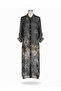 Black Italian Floral Print Lined Long Silk Shirt Dress - 5