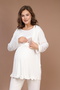 Women's Ecru Double-Breasted Collar Design with Easy Breastfeeding Features Maternity Maternity Dressing Gown Pajama Set - 8