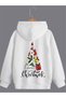 New Season Christmas Tree Printed 3 Yarn Cotton Cap Hooded Eatshirts