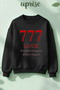 777 Luck Printed Cotton 3 Thread Crew Neck O Oversized Sweatshirt