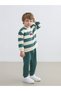 Lcw Baby Ecru Crew Neck Striped Baby Boy Sweatshirt and Sweatpants Set of 2