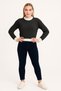 Women's Crew Neck Ribbed and Striped Detail Crop Knitwear Short Sweater - 4