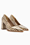 Lucy Cream Crocodile Thick Heeled Shoes Women's Stiletto - 5