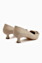 Judita Beige Buckle Women's Heeled Shoes - 5