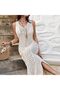 A Lace-Like Knit Long Knitwear Dress for Women Bohemian Alacati Trend Perfect for Beach Vacation - 7