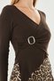 Double-Breasted Collar Buckle Blouse - 8