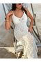 A Lace-Like Knit Long Knitwear Rope Strap Dress for Women Trend Perfect for Alacati Beach Vacation - 2