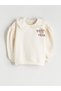 Lcw Baby Ekru Peter Pan collar Baby Girl Sweatshirt and Leggings - 3