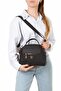 Women's Black Saffiano Fabric Box Model Hand and Shoulder Bag (Gold Zipper)