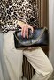 Fibag Women'S, Black Soft Leather, Gold Chain Detail, Long Strap Handbag - 3