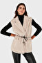 Regular Fit Double-Breasted Fur Vest with Collar Tie Detail Vest 68821807 - 4