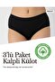 3 Pack Black 100% Cotton High Waist Heart Panties