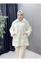 Teddyy Fabric Fur Double Pocket Buttoned Jacket White Color - 4