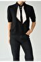 Black Short Sleeve Scarf Sweater - 251153 - 3
