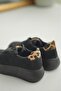 Women's Beige Leopard Patterned Suede Casual Sports Shoes - 6