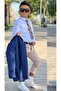 Boys' Classic Shirt with Tie Quilted Blue Coat Slim Pants Cut Pants Bottom Top Set - 7