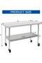 HARDURA Stainless Steel Work Table with Wheels 24 x 48 Inches