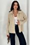 Women's Beige Crumpled Textured Gold Button Cardigan Standard Size - 6