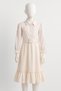 Blue 675-11-25 Floral Pattern Waist Belted Ruffled Girls' Dress 9/12 Years Old