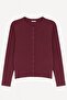 6931 Women's Buttoned Corded Fabric Knitwear Cardigan Plum