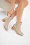 Women's Beige Tpu Sole Double Buckle Zippered Heeled Boots