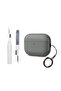 For AirPods Pro 3 Case 2025,Tree Texture Soft TPU Airpods Case,with Hand Strap Cleaner Pen,Gray