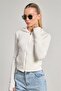 Women's Zippered Sweatshirt - Ecru
