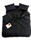 Double Black Bedding Set Fitted Sheet with Elastic Band Cotton Soft Fabric - 2