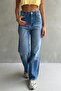 Blue High Waist Loose Fit Denim Pants