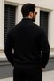 Men's Trend Winter Black Zippered Sweatshirt - 5