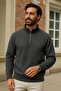 Men's Winter Anthracite Oversized Zippered Sweatshirt - 2