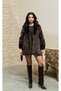 Leopard Patterned Fur Collar Belted Coat - 3