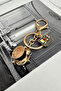 Golden Yellow Radio Cassette Detail Coffee Cup Bag Accessory Keychain - 4