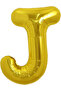 J Letter Balloon Gold Gold 78cm Large Size Compatible with Air and Helium