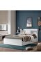 Supreme 160x200 Queen Bed with Storage - White, Engineered Wood, 2-Year Warranty, Stylish & Durable