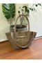 Suede Women's Shoulder Bag with Lock Detail on the Front - 3