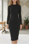 Women's Stretch Fabric Viscose Report Ribbed Knit Mock Neck Midi Length Dress - 3