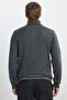 Anthracite-Melange Standard Fit Regular Cut Full Turtleneck Jacquard Knitwear Sweater - 4