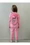 Girls' Popular Print New Season Pink Color 2 Yarn Cap Hooded Ket Tracksuit Bottom Top Set 5-14 Years - 2