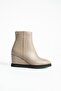 Women's Genuine Leather Wedge Heel Boots Mink - 2